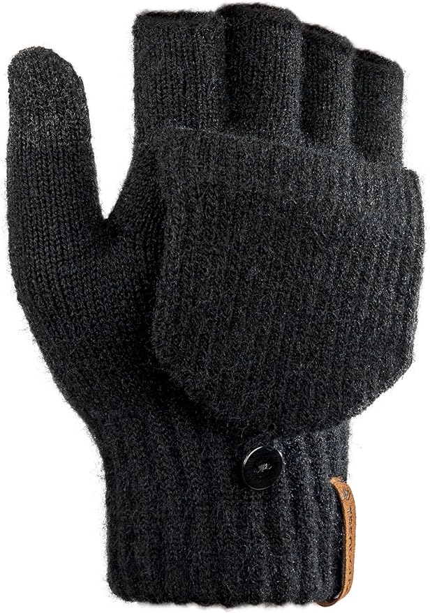 TRENDOUX Fingerless Winter Thermal Gloves: Warm Mittens Flip Knitted Soft Gloves for Men Women, Soft Fluffy Touch Screen Warm Work Gloves Ladies for Typing Driving Working - One Pair