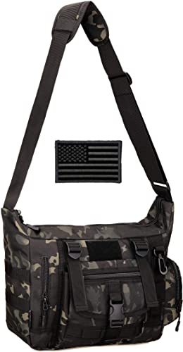 Protector Plus Tactical Messenger Bag Men Military MOLLE Sling Shoulder Pack (Patch Included)