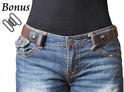 No Buckle Women/Men Stretch Belt Elastic Waist Belt Up to 48" for Jeans Pants Dresses