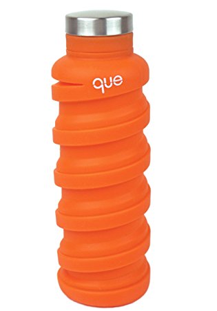 Collapsible Water Bottle - BPA-Free, Leak Proof, Lightweight 20oz Eco - Friendly Reusable Silicone Travel Sports Camping Water Bottle by que Bottle