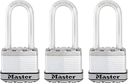 Master Lock Padlock, Magnum Laminated Steel Lock, 1-3/4 in. Wide, M1XTRILH (Pack of 3-Keyed Alike)