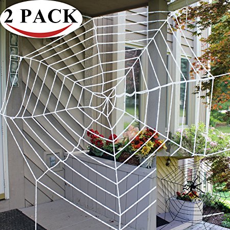 Halloween 2 Pack 11ft Mega Spider Web for Halloween Outdoor Decoration - 1 Black and 1 White by Spooktacular Creations