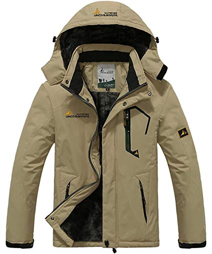 donhobo Men's Fleece Jacket Winter Waterproof Warm Ski Jackets Windproof Coat with Zip Pockets Hood