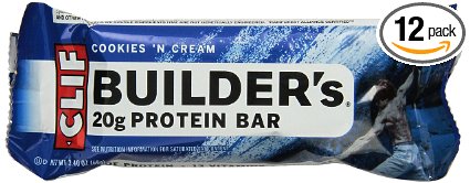 Clif Bar Builder's Bar, Cookies and Cream, 2.4-Ounce Bars, 12 Count