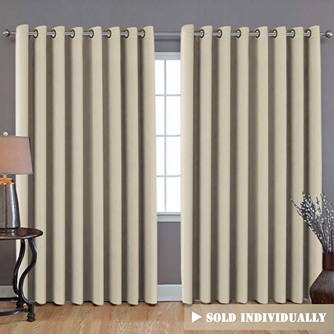 H.VERSAILTEX Extra Wide Width Room Divider Curtain, Room Darkening Patio Door Curtain, Thermal Insulated Blackout Sliding Door Curtain Panel (One Piece, 8.5ft Width x 7ft Length, Elegant Beige)