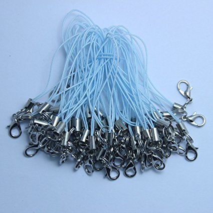 CaseBuy 2.8" 50pcs Light Blue Mobile Phone Strap Charms Cords Lariat Clip Lanyards