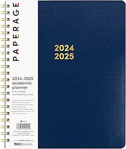 PAPERAGE 17 Month Academic Planner 2024-2025, Weekly & Monthly Spreads, August 2024 - December 2025, Large (9 in x 11 in), Royal Blue