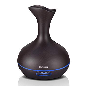Oil Diffuser for Essential Oils, 400ml Dark Wood Grain Aromatherapy Diffuser Ultrasonic Cool Mist Humidifier with 7 Changing Color Waterless Auto Shut-Off for Kids/Large