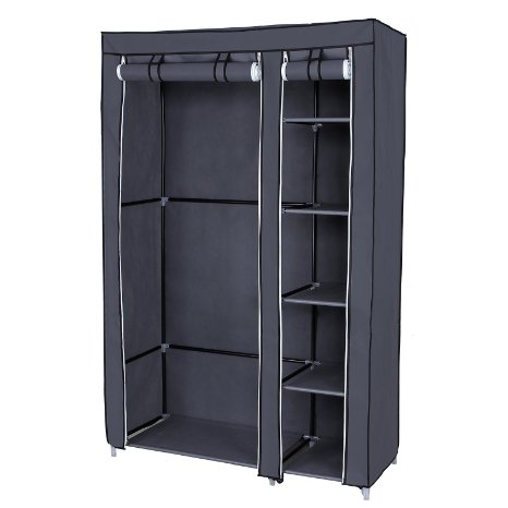 Songmics Clothes Closet Portable Wardrobe Storage Organizer with Shelves Grey 43" ULSF007G