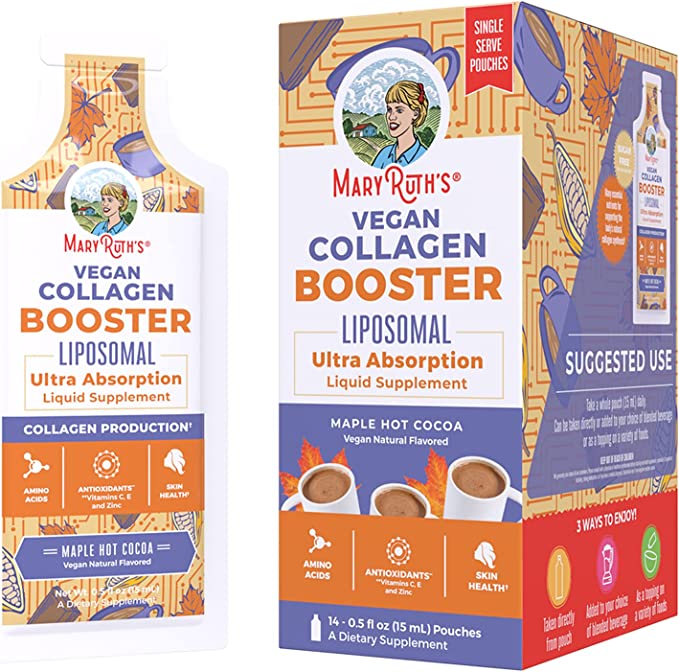 Collagen Booster Liposomal | Sugar Free | Liquid Collagen Booster with Vitamin C, Vitamin E, Zinc, Copper & Silica | Skin Care & Joint Support Supplement | Vegan | Non-GMO | 14 - 0.5 Fl Oz Pouches