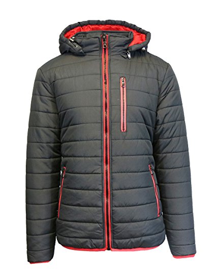 Spire Men's Puffer Bubble Jacket With Contrast Trim