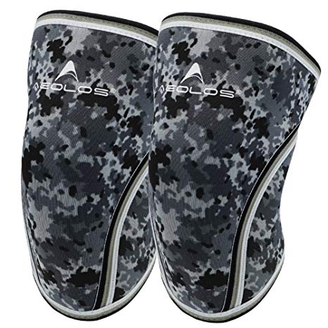 Knee Sleeves (1 pair), 7mm Thick Compression Knee Braces Offer Strong Support for Weightlifting | Cross Training | Powerlifting | Bodybuilding | Squats | Gym and Other Sports (Camo Grey, X-Large)