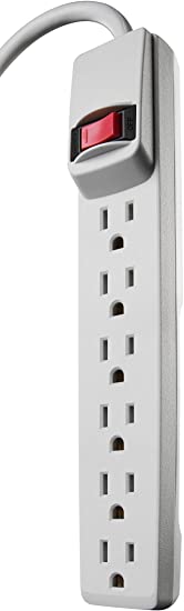 Woods 41366 Surge Protector with Overload Safety Feature, 6 Outlets, 2 Foot Cord, White