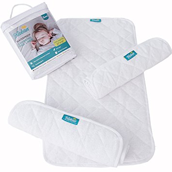 Bamboo Changing Pad Liners (3 Pack Large) - Ultra Soft Plush Organic Surface, Hypoallergenic and Antibacterial, Washable & Waterproof