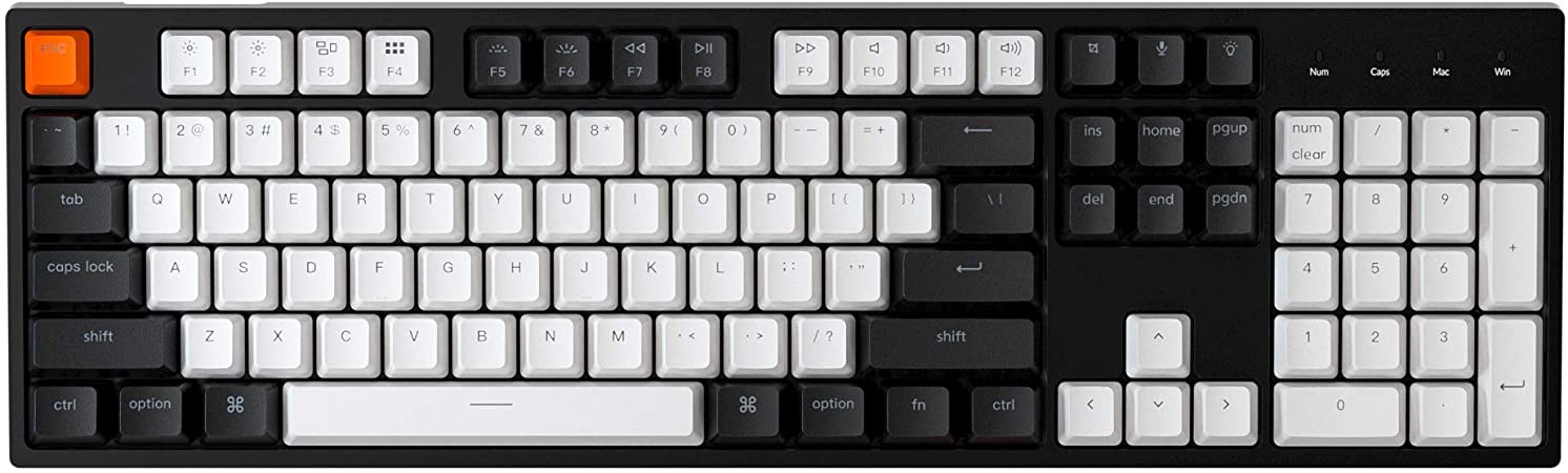 Keychron C2 Full Size 104 Keys USB Wired Mechanical Gaming Keyboard for Mac, Gateron Red Switch/RGB Backlight/Double Shot ABS keycaps Computer Keyboard for Windows Laptop PC