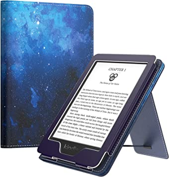 MoKo Case Fits All-New 6" Kindle(11th/10th/8th Generation, 2022/2019/2016 Release), Ultra Lightweight PU Shell Cover with Auto Wake/Sleep for Kindle 2022, Blue Starry Sky