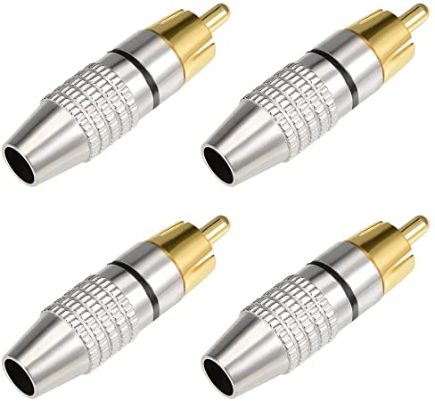 uxcell RCA Male Solderless Gold Audio Video Adapter Connectors Jack 4pcs