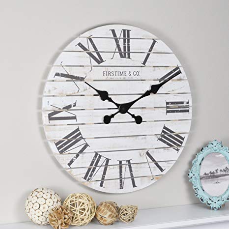 FirsTime & Co. Shiplap Wall Clock, 18", White