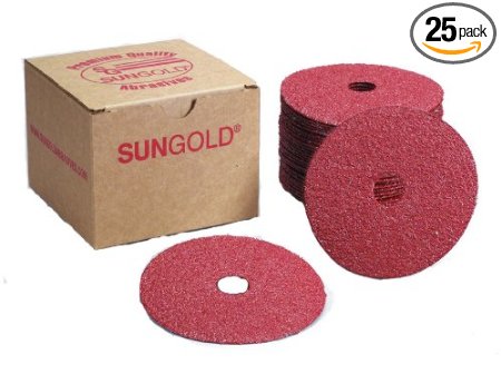 Sungold Abrasives 16902 4-1/2-Inch x 7/8-Inch Center Hole 36 Grit Aluminum Oxide Fiber Disc, 25-Pack
