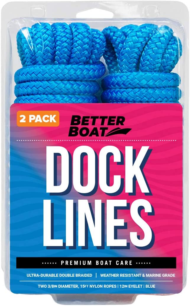 Dock Lines Boat Ropes for Docking 3/8" Line Braided Mooring Marine Rope 15FT