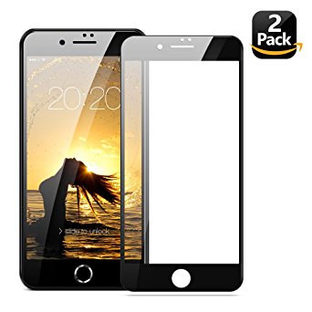 Eakase iPhone 7 Plus Screen Protector, 3D Curved Edge to Edge Full Coverage Tempered Glass with Soft PET Frame for Apple 5.5” iPhone 7 Plus Hybrid Protector Film (Black) [No Break Edge]