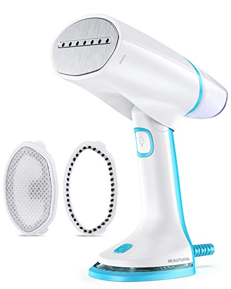 Beautural Dual Voltage 1000-Watt Powerful Handheld Garment/Foldable Fabric Steamer. Wrinkle Remover, Cleans and Sterilizes, 40 Second Fast Heat-up, Auto-Off, 100% Safe. Perfect for Home and Travel.