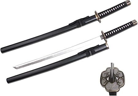 Sparkfoam Sword 39" Foam Samurai Sword Black/White Handle w/Wood Scabbard
