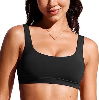 CRZ YOGA Womens Scoop Neck Bikini Tops U Back Bathing Suit Swim Tops Push Up Padded Sports Bra