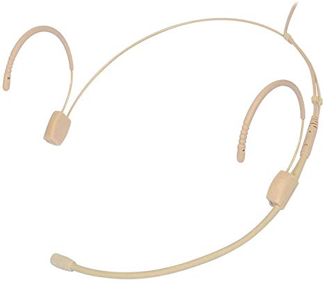 Sujeetec Beige Pro Earhook Headset Headworn Omnidirectional Microphone - 3 Pin Mini XLR Plug Mic for AKG Wireless Bodypack Transmitter (3 Pin Mini XLR Plug)