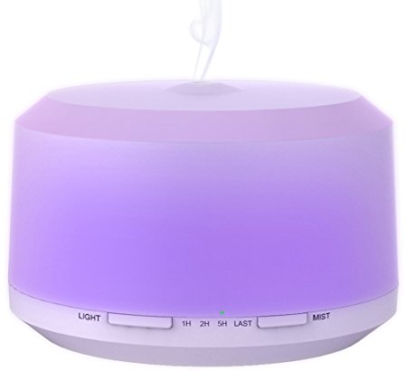 Zookki 450ml Ultrasonic Essential Oil Diffuser with Color Changing Light, Waterless Auto Shut-off and 4 Timer Settings Air Purifier Cool Mist Humidifier for Home Office Fragrant Oil Vaporizer