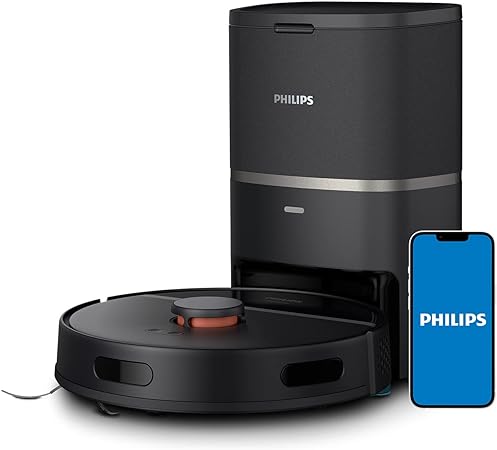 Philips HomeRun 3000 Series robot vacuum cleaner with mop, ultra-strong suction power 4000 Pa, laser navigation, 200 min run time, self emptying robotic cleaner for carpet and pet hair, App, XU3100/01