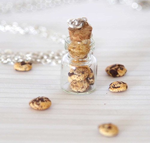 Chocolate chip cookies in a jar necklace miniature food jewelry