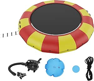 VEVOR Inflatable Water Bouncer, 17ft Recreational Water Trampoline, Portable Bounce Swim Platform with 5-Step Ladder & Electric Air Pump, Kids Adults Floating Rebounder for Pool, Lake, Water Sports