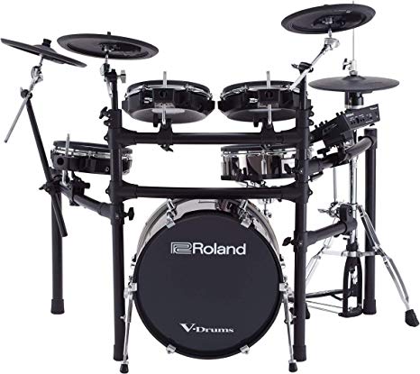 Roland High-performance, Mid-level Electronic V-Drum Set (TD-25KVX) with 12" snare pad, 10" tom pad (x3), 12" crash v-cymbal (x2), KD-180 kick pad, and MDS-9SC stand