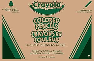 Crayola Colored Pencils Classpack (240ct), Must Have Classroom Supplies for Teachers, Bulk Colored Pencils for School, 12 Colors