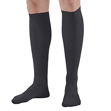 Ames Walker Men's AW Style 100 Compression Knee High Dress Socks - 20-30 mmHg Black X-Large 100-XL-BLACK Nylon/Spandex