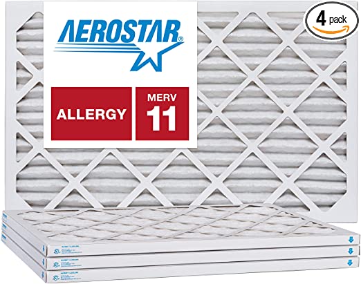 Aerostar 20x30x1 MERV 11, Pleated Air Filter, 20x30x1, Box of 4, Made in The USA