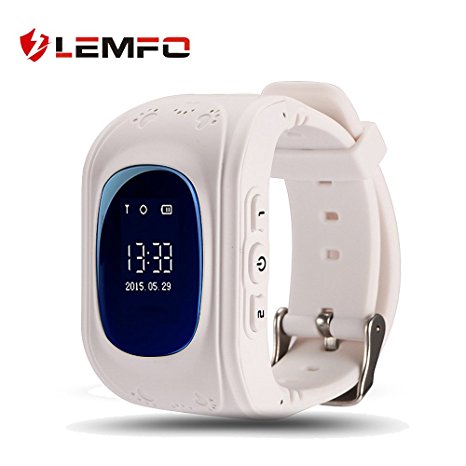 LEMFO Q50 Smart Watch GPS Smartwatch Phone Anti Lost SOS Call Children Finder Fitness Tracker WristWatch Bracelet Parents Control for iOS Android (White)