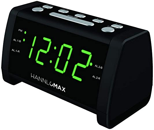 HANNLOMAX HX-138CR Alarm Clock Radio, PLL AM/FM Radio with Preset Radio, 1.4" Red LED Display, Dual Alarm (Black)