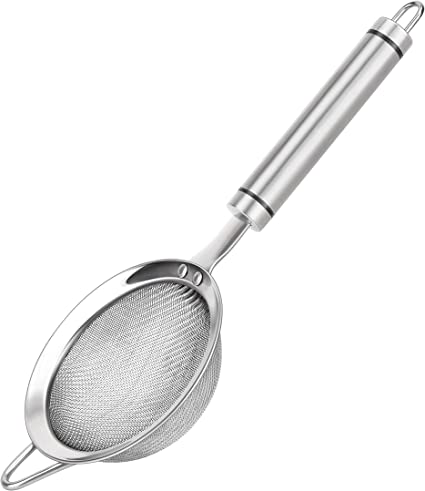 SUNWUKIN 304 Stainless Steel Fine Mesh Strainers for Kitchen, Colander-Skimmer with Handle, Sieve Sifters for Food, Tea, Rice, Oil, Noodles, Fruits, Vegetable