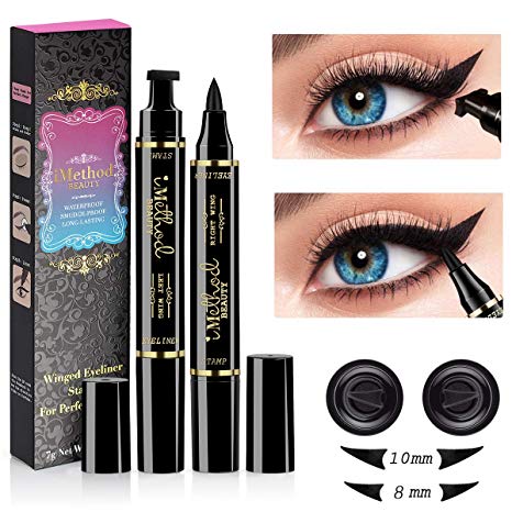 iMethod Wing Eyeliner Stamp - 2 Pens Left & Right Dual Ended Liquid Winged Eye Liner Pen, Perfect Winged Cat Eye Look, Waterproof, Smudgeproof and Sweatproof, Vamp Style Wing, No Dipping Required