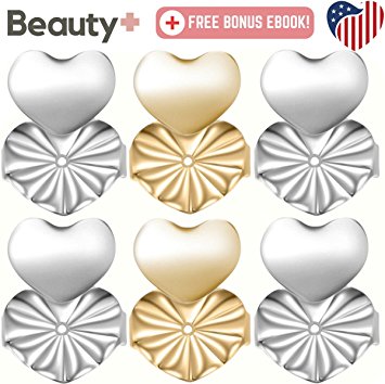 Beauty  Magic Earring Lifts Bax   BONUS eBook - 3 Pairs 18k Gold Sterling Silver Hypoallergenic Adjustable Earring Lifters -As Seen On TV- 2 Pairs Sterling Silver 1 Pair 18k Gold Plated -Bax Lifts