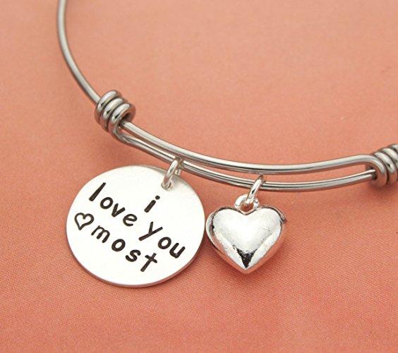 I Love You Most Hand Stamped Expandable Bangle Bracelet