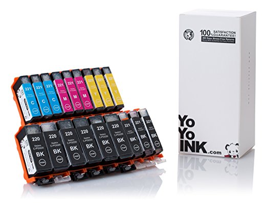 YoYoInk 18 Pack Compatible Ink Cartridge Replacement for PGI-220 & CLI-221 (6 Big Black, 3 Small Black, 3 Cyan, 3 Magenta, 3 Yellow) for MX870 MP620 MP560 MP990