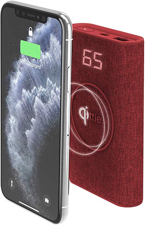 iOttie iON Wireless Go Power Bank Portable Charger | Qi Wireless Charging 10000mAH || Ruby