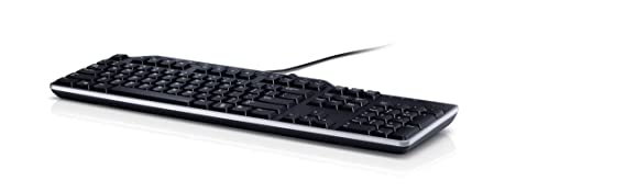 Dell KB522 Business Keyboard-Black, Quiet Acoustics, 7 Programmable Hot Keys, Multimedia Keys, Two USB Ports for expanded connectivity, Spill-Resistant & with Palm Rest.