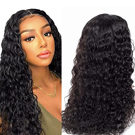 ISEE Water Wave 5x5 Transparent Lace Front Wigs for Black Women Grade 10A Brazilian Virgin Hair Water Wave Lace Closure Human Hair Wigs Pre Plucked with Baby Hair (22inch, 5x5 Lace Closure Wig)