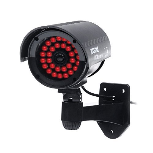 Masione® Outdoor Fake / Dummy Security Camera with 30 Illuminating LED Light (Black) CCTV Surveillance