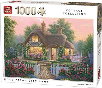 KING 55860 Cottage Rose Petal Gift Shop Jigsaw Puzzle 1000-Piece, Full Colour, 68x49 cm