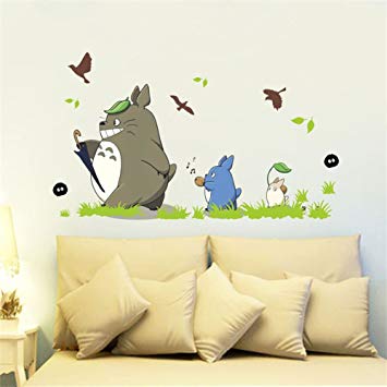 Jiquan My Neighbor Totoro Wall Decals Stickers, Removable Waterproof DIY Wall Art Mural Stickers for Kids Bedroom (Totoro-6)